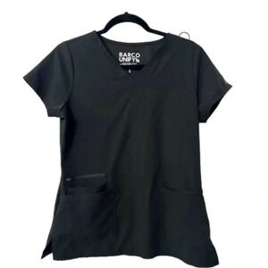 Barco Unify Women's Black Purpose Scrub Top Short Sleeve V-Neck Size S GUC